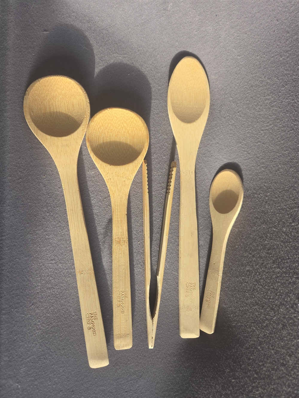 Natural Bamboo Spoon and Tongs Set - Light Wood By Pampered Chef